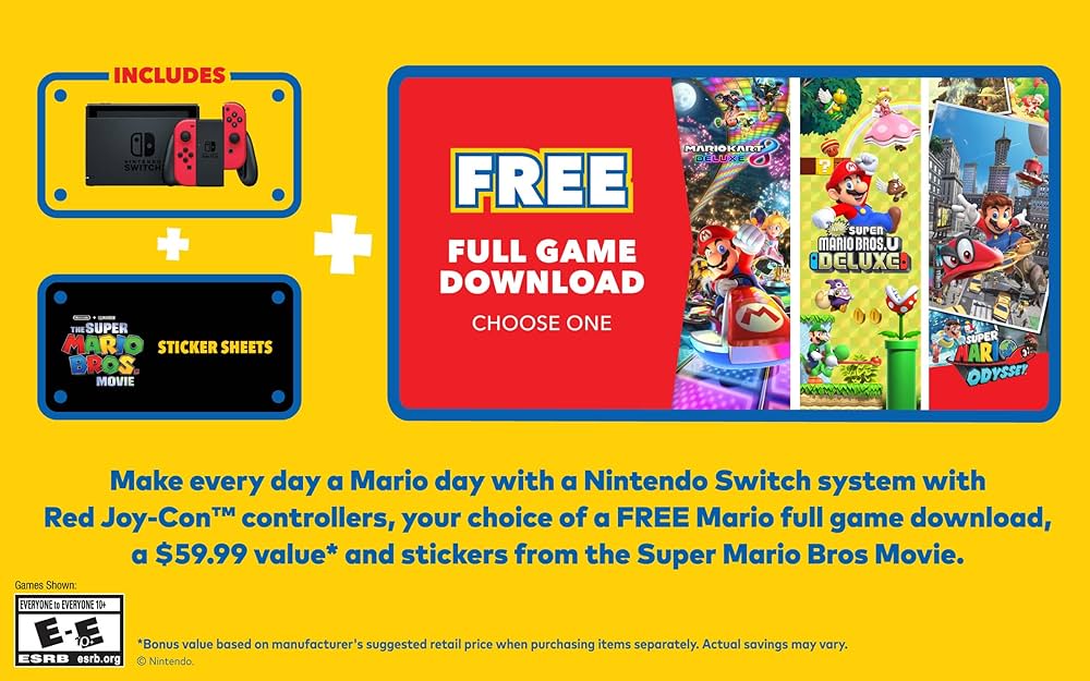 Nintendo HADSKACLK Switch Mario Choose One Bundle: Video Games