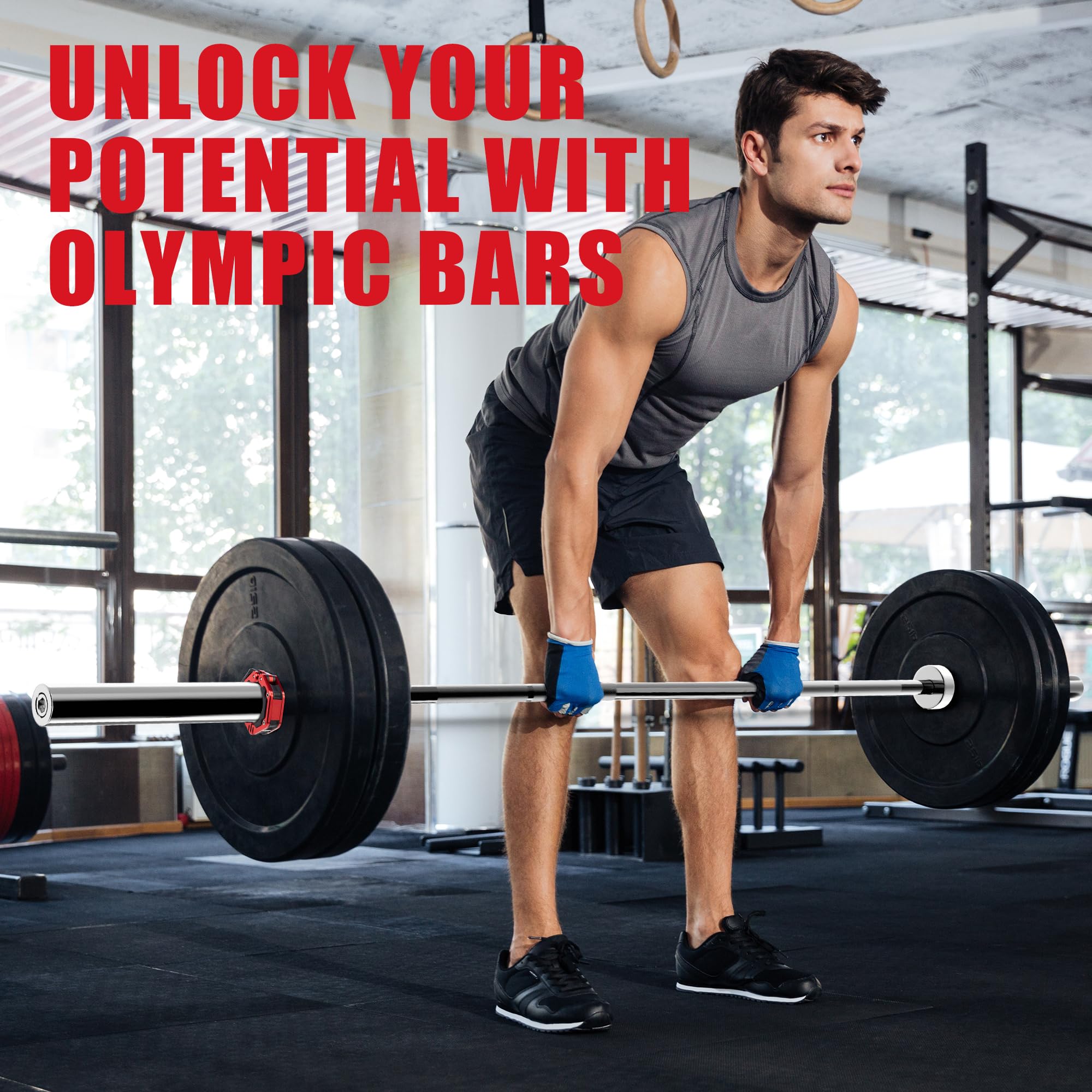 Amazon | オリンピックバーベルバー 7フィート 筋力トレーニングバー