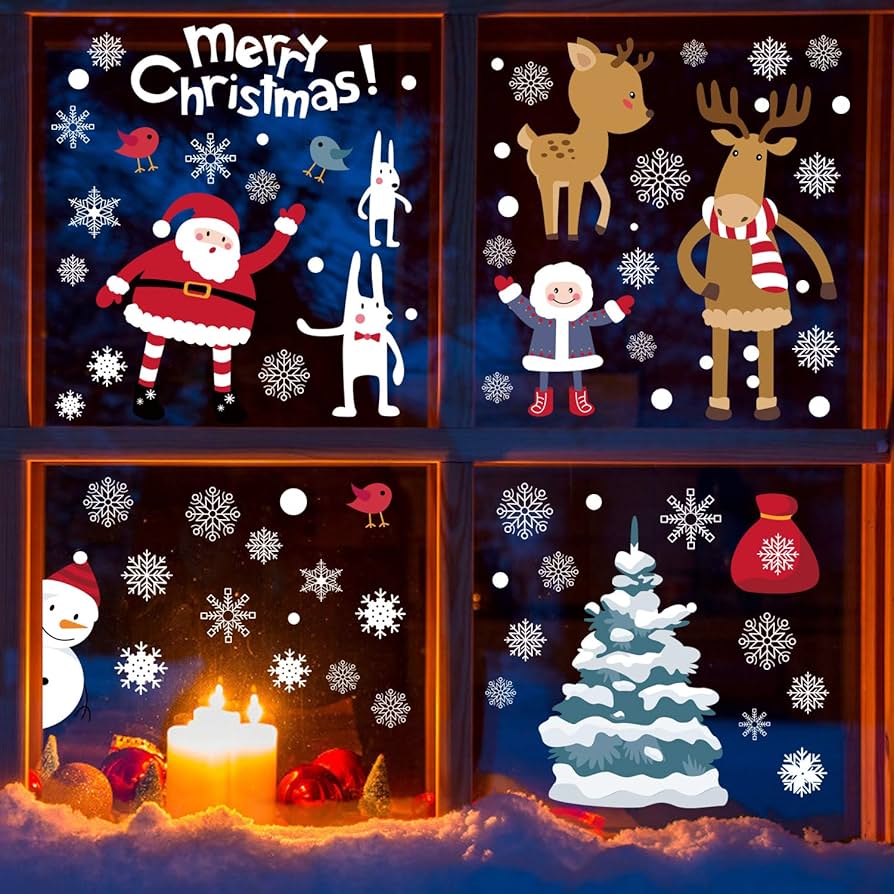 Amazon.co.jp: LOKIPA クリスマス 飾り 静電ステッカー 剥がせる 汚れ