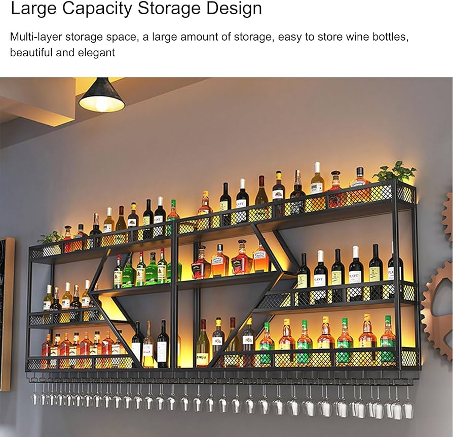 Amazon｜ワインラック バーシェルフ 壁掛け式 吊り下げ式ワイングラス