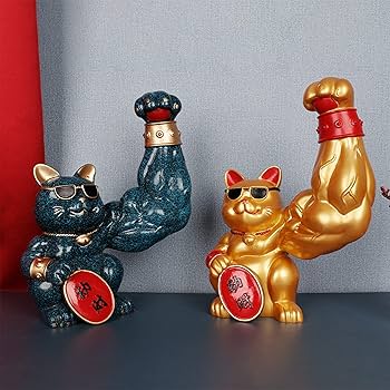 Amazon.co.jp: 筋肉招き猫 ラッキー猫 樹脂装飾 サングラス 個性的