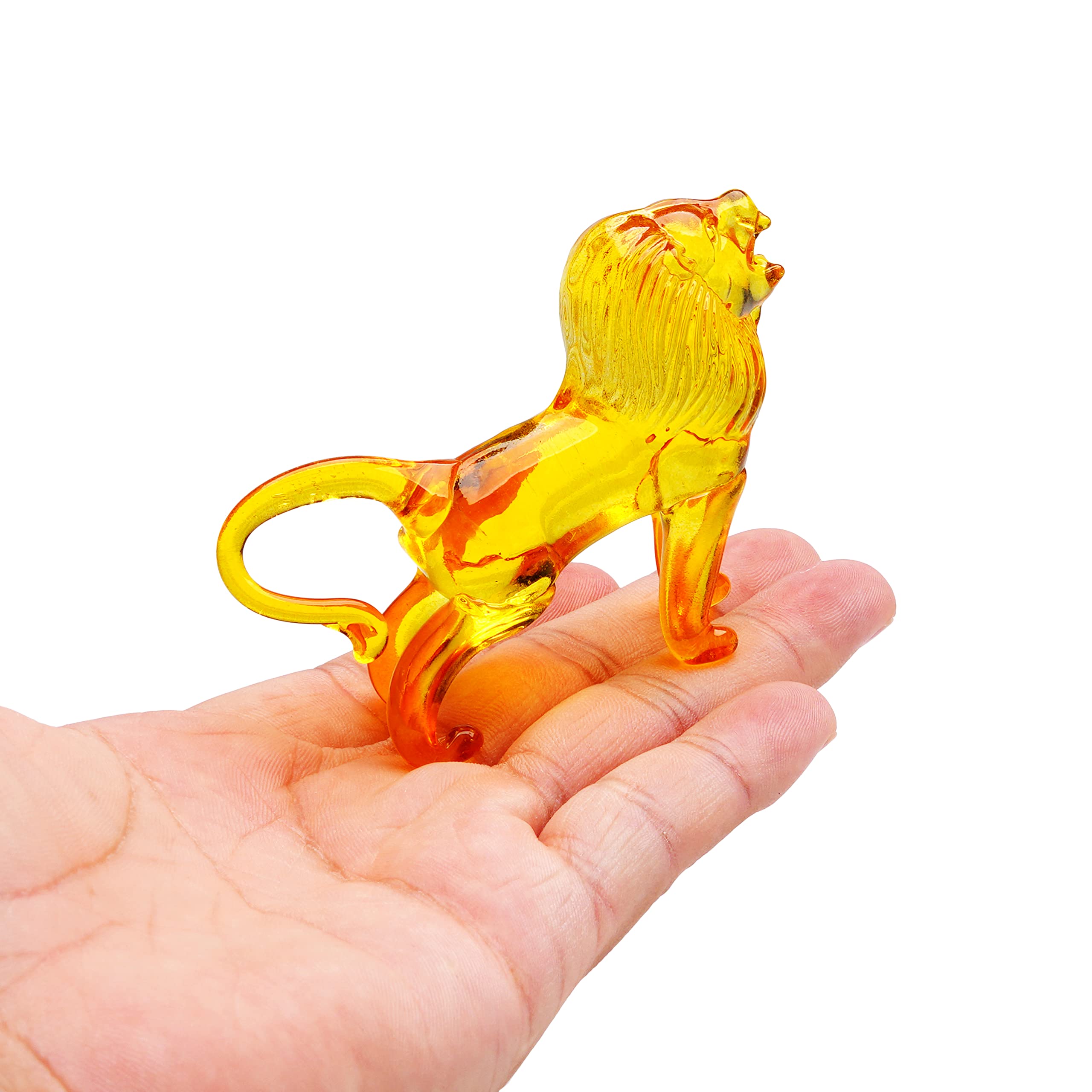 Amazon.co.jp: KRISININE ハンドメイド ガラス ライオン 置物