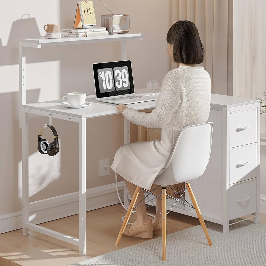 Amazon | LunarLight PCパソコンデスク 幅108奥行80高さ71.8cm