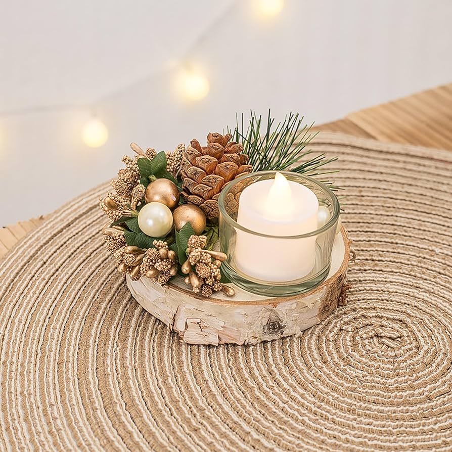 キャンドルホルダー ブラウン あたたかみ 星 もみの木 ボール