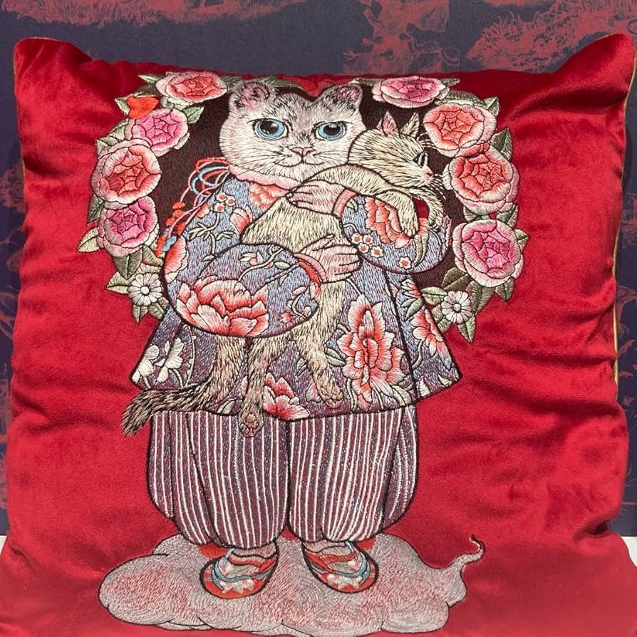 Amazon.co.jp: 台湾限定 ヒグチユウコ展 こはる 一面刺繍 クッション