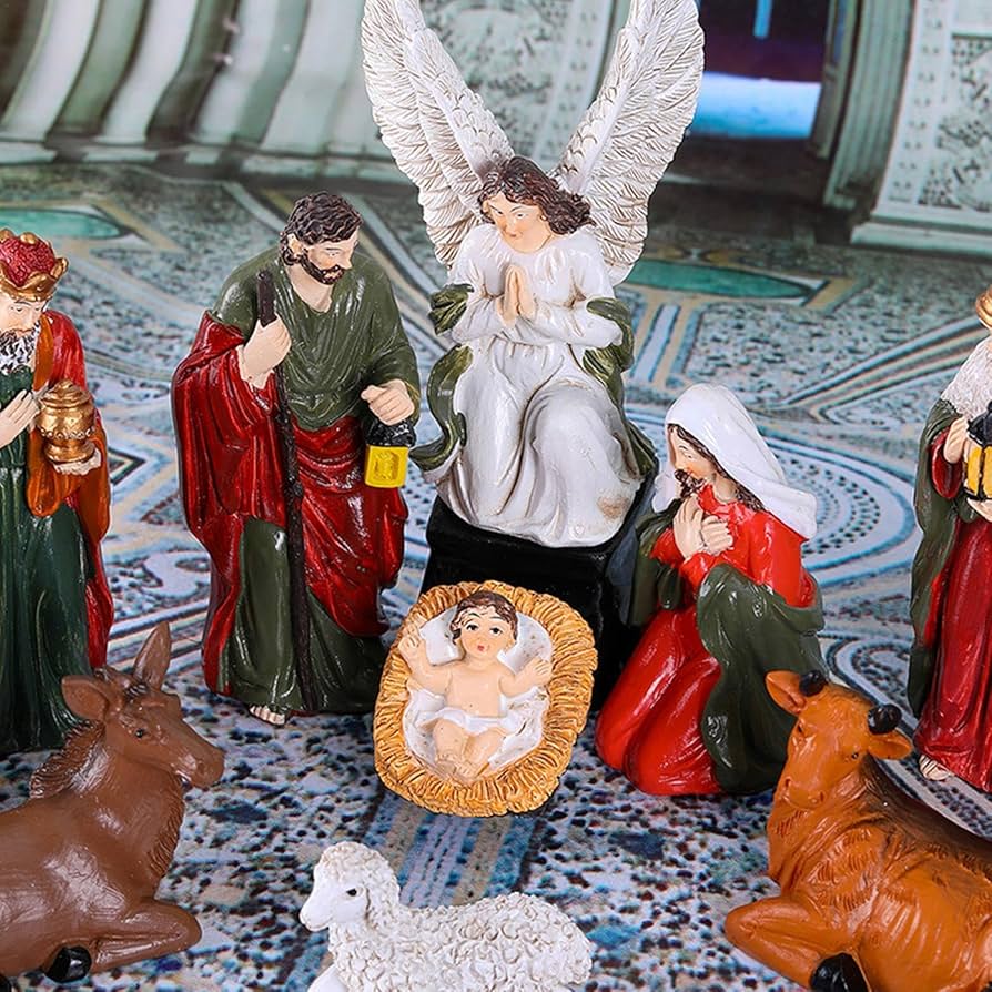 Amazon.co.jp: 樹脂製キリスト降誕シーン、聖家族の置物 - 樹脂製