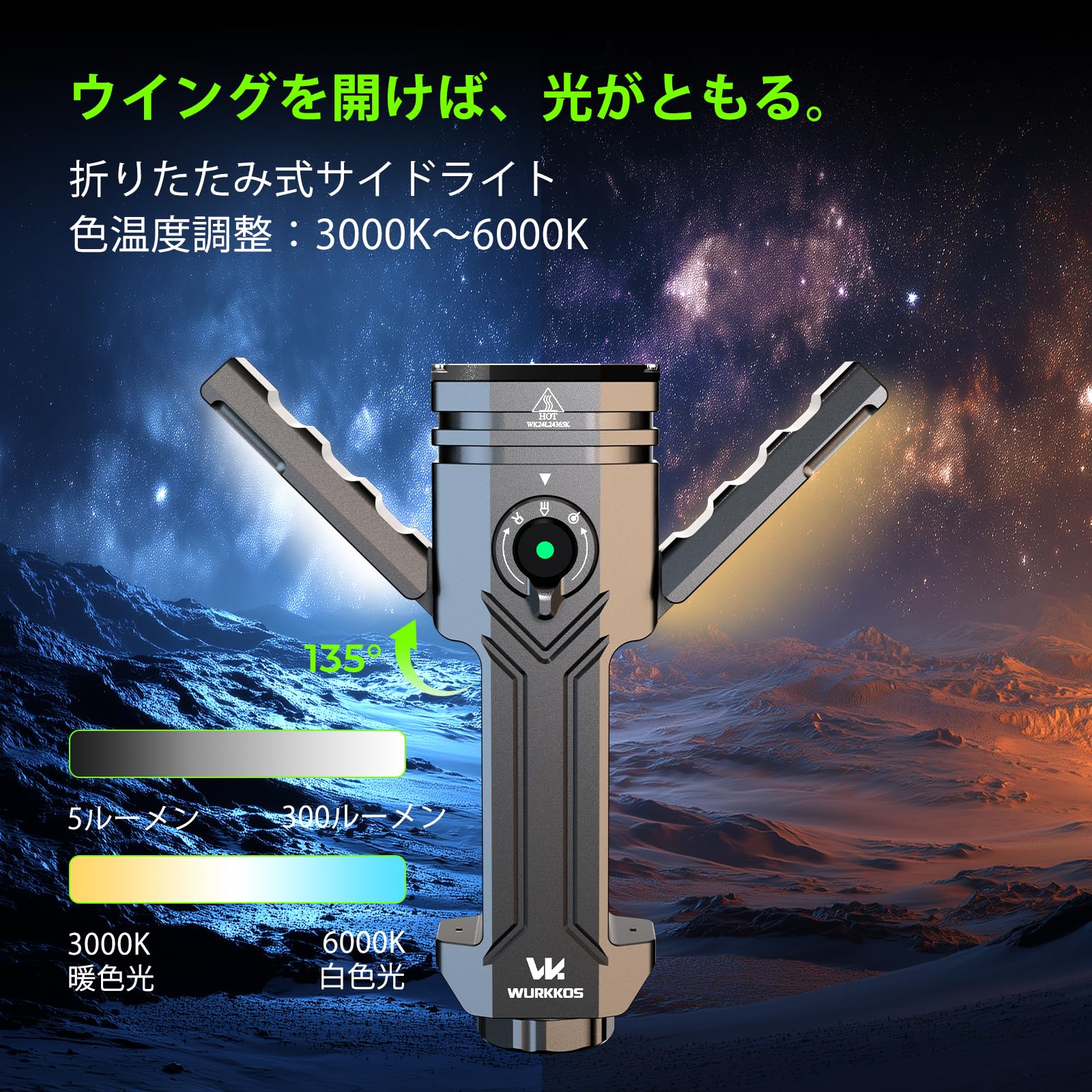 Amazon.co.jp: Wurkkos HD02 Flashlight High Brightness 3200 Lumens