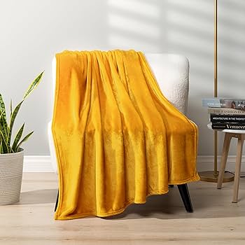 Amazon.com: PAVILIA Mustard Yellow Fleece Bed Blanket Queen Size
