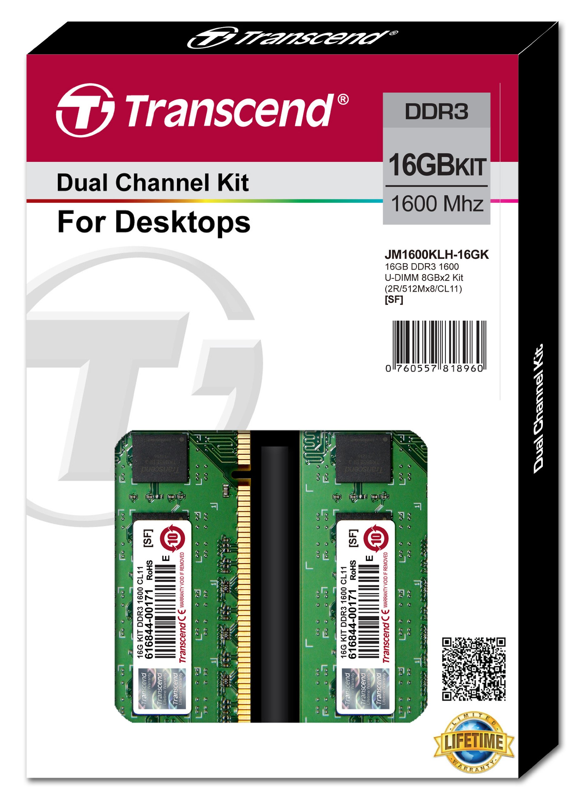 Amazon | Transcend デスクトップPC用メモリ PC3-12800 DDR3 1600 16GB