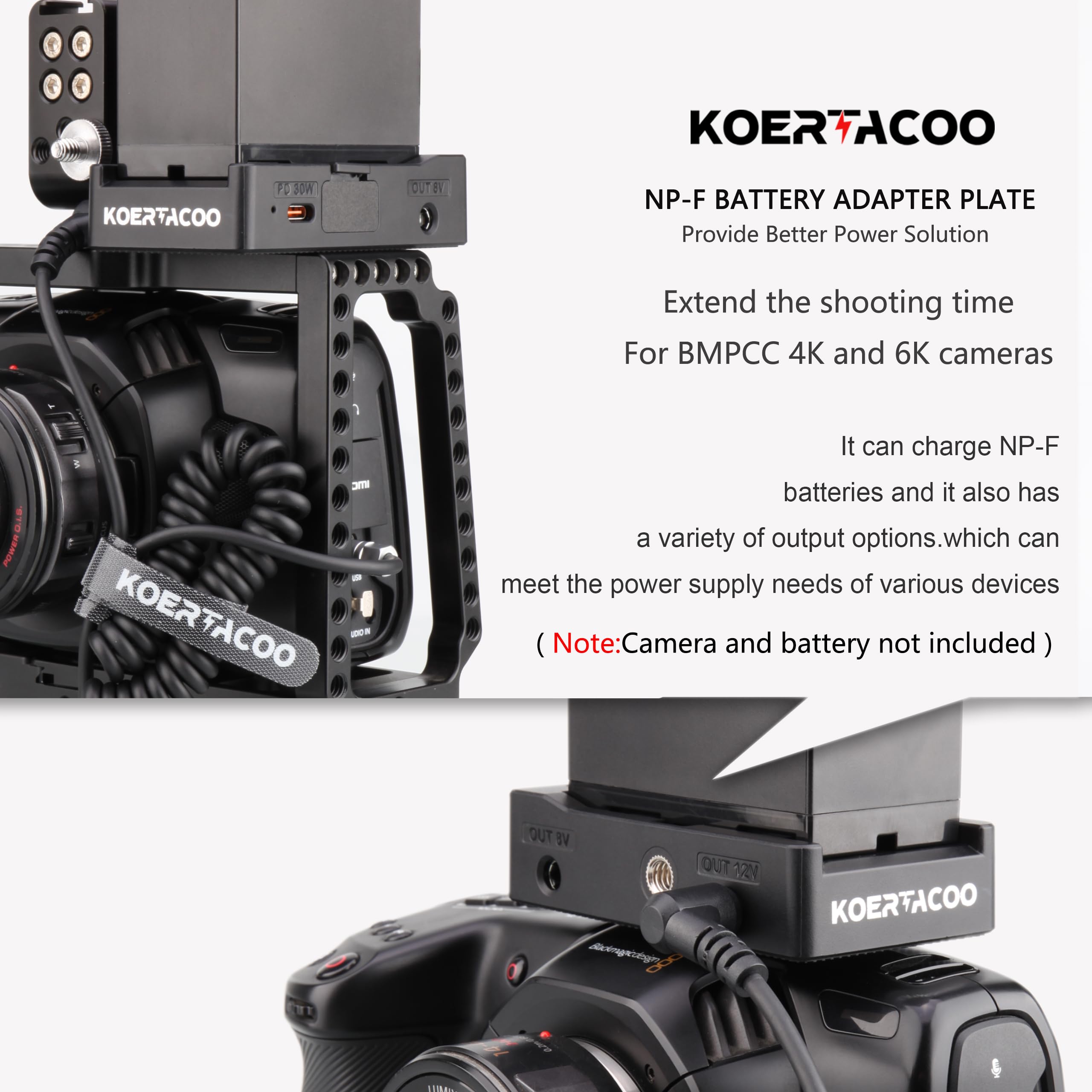 Amazon | NP-Fバッテリーアダプタープレート + BMPCC 4Kと6K DC