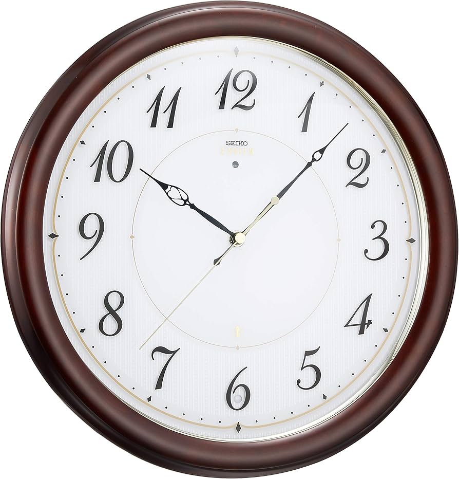 Amazon.co.jp: セイコークロック 掛時計 濃茶木地 直径333×47mm 電波