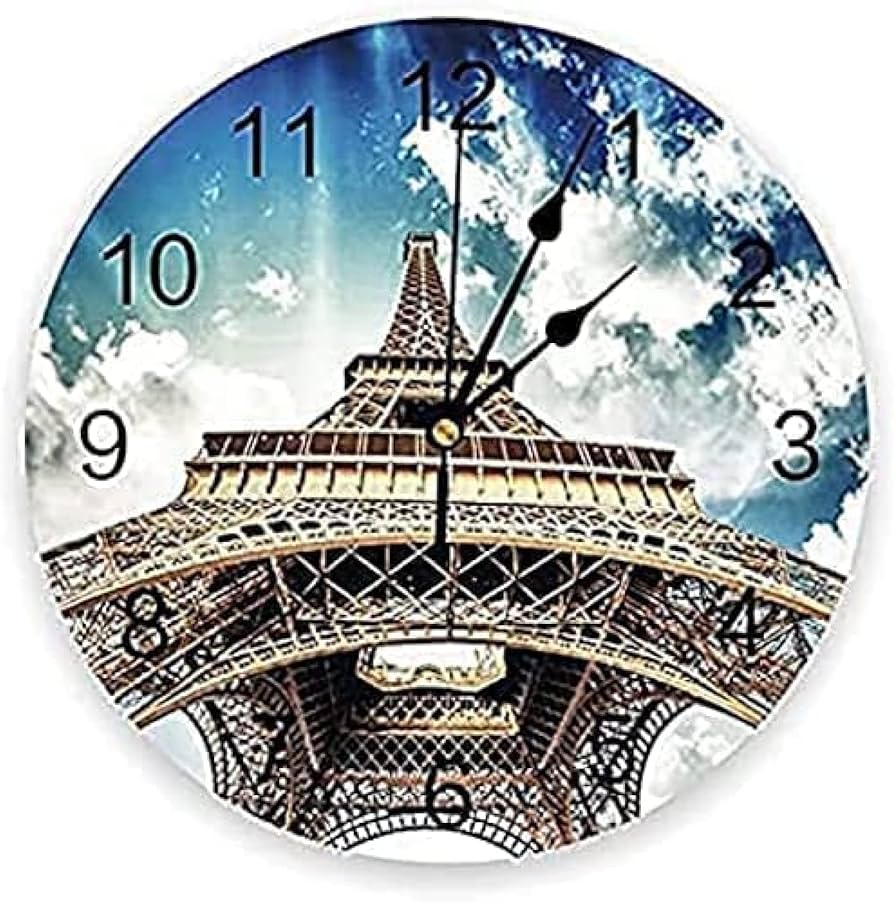 Amazon.co.jp: 壁掛け時計はエッフェル塔パリの壁時計を見上げる現代の