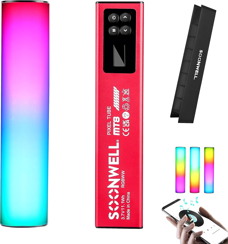 Amazon | SOONWELL MT8 RGBWW LED スティック ライト ポケット撮影