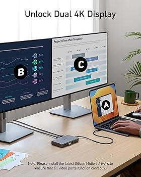 Anker Hub USB-C 563 (10 em 1, HDMI 4K duplo, para MacBook