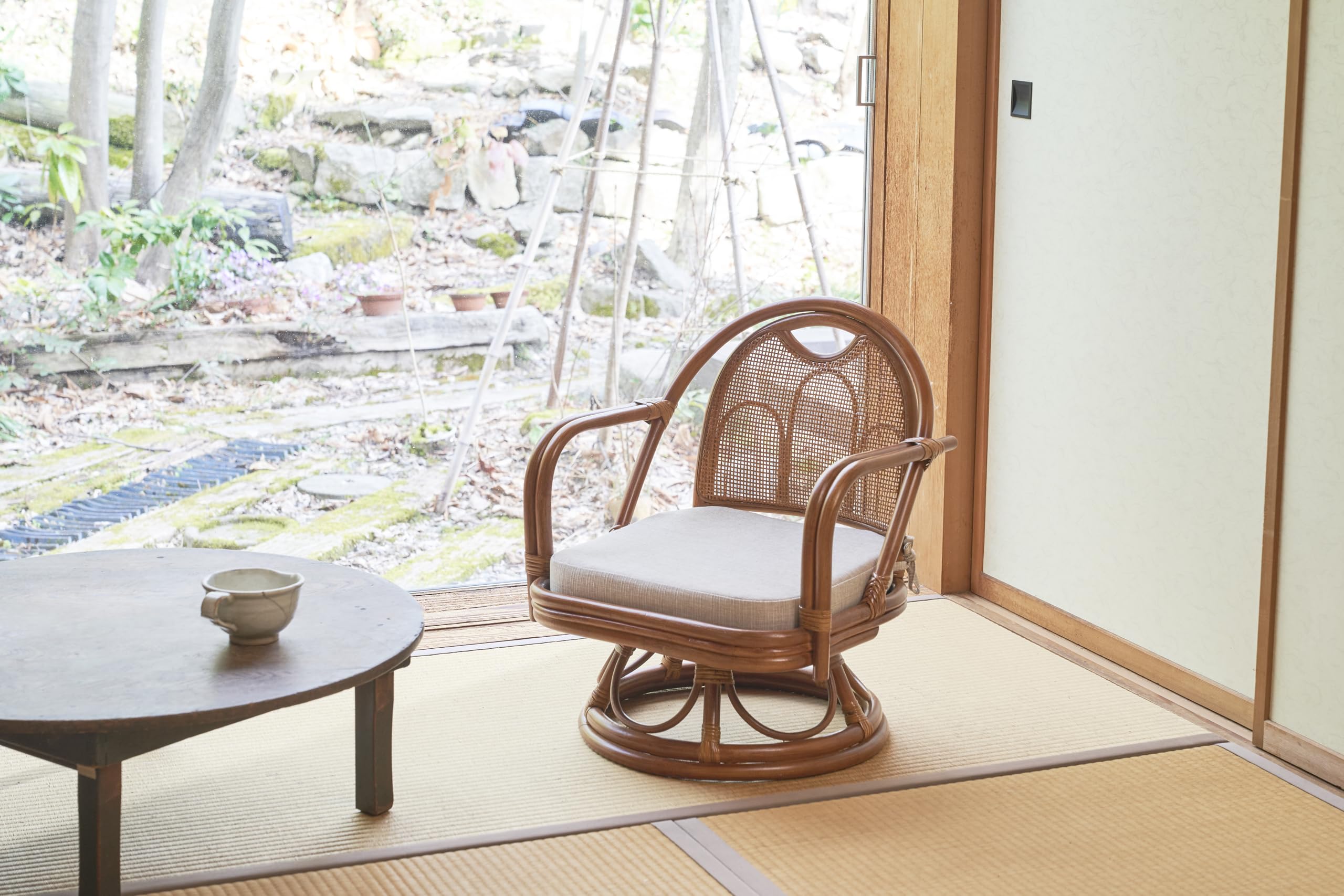 Amazon.co.jp: 大竹産業 椅子 チェア 回転 籐 ラタン ブラウン