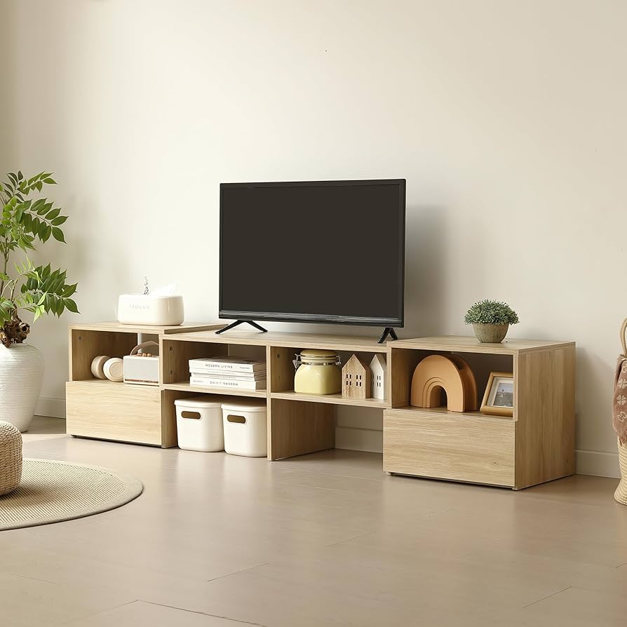 Amazon｜テレビ台 ローボード 伸縮 角度自由 幅93～172cm【32-55V型