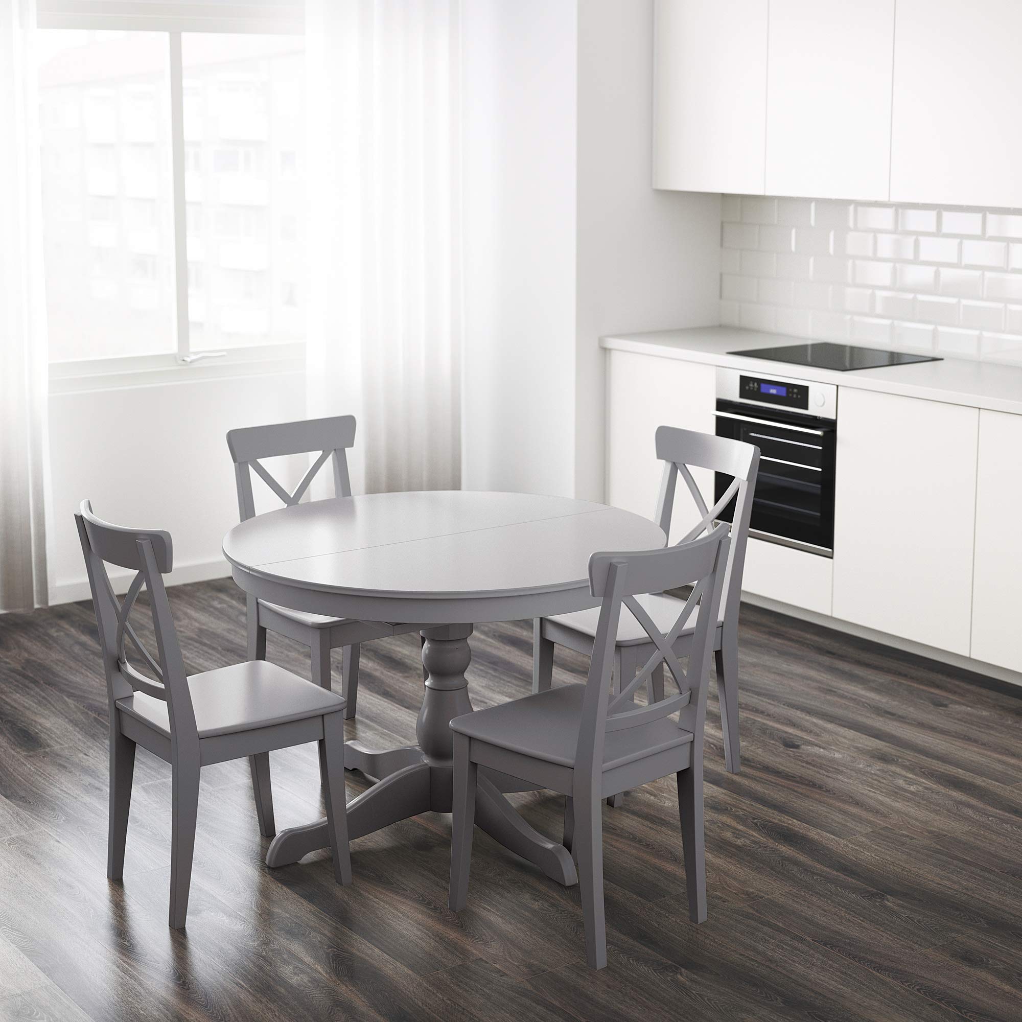 Amazon｜IKEA INGATORP 伸縮テーブル 110/155cm グレー｜ダイニング