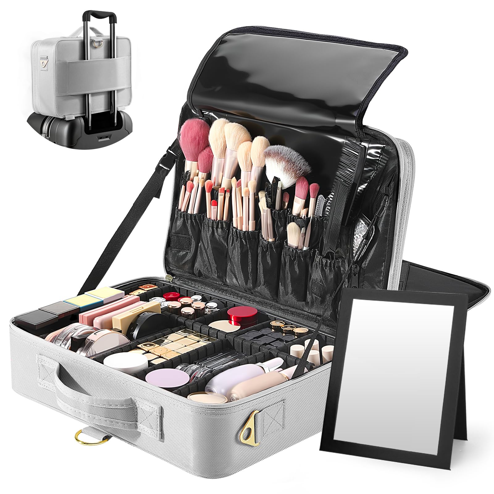Amazon | メイクボックス Luxspire コスメボックス メイクブラシバッグ