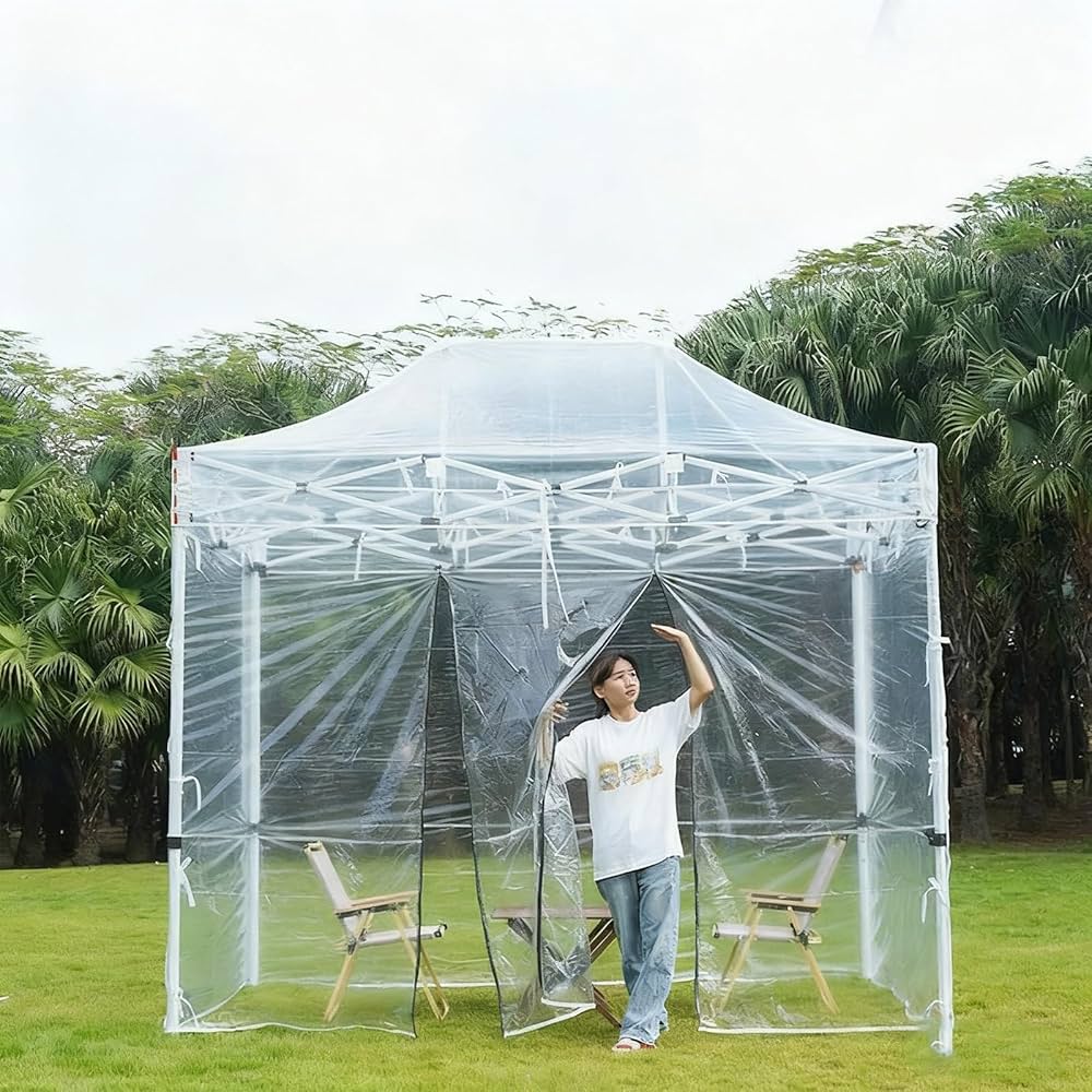 Amazon.co.jp: FORRTY 全透明囲布 ワンタッチタープテント 透明サイド