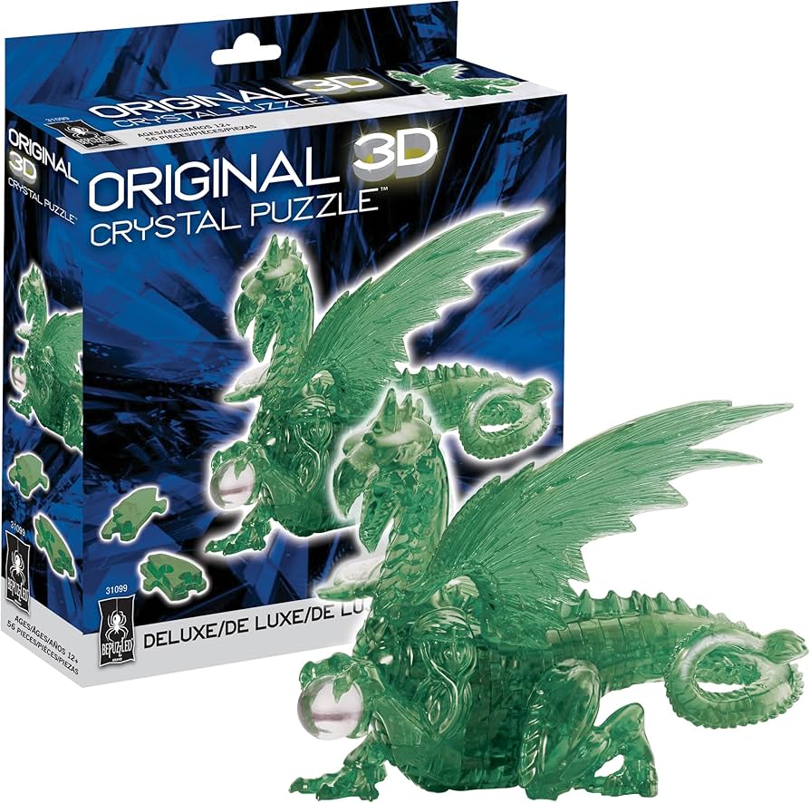 Amazon | 3Dクリスタルパズル - ドラゴン (グリーン): 56ピース | 立体