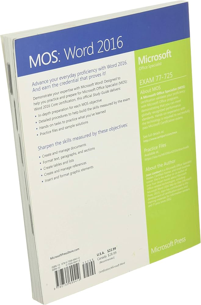 MOS 2016 Study Guide for Microsoft Word (MOS Study Guide): Lambert