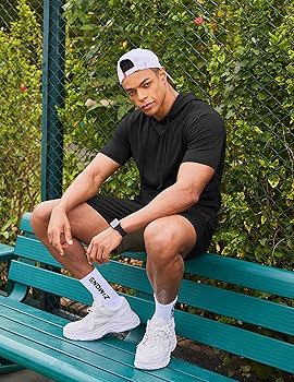 Amazon.com: COOFANDY Men's Hoodie Short Sets 2 Piece Short Sleeve