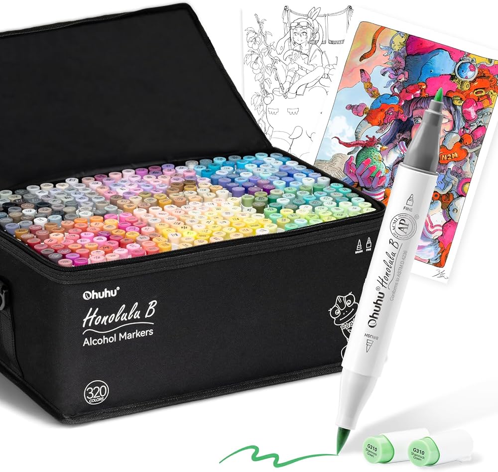 Amazon | Ohuhu マーカーペン 筆タイプ 320色 プロ愛用 イラスト
