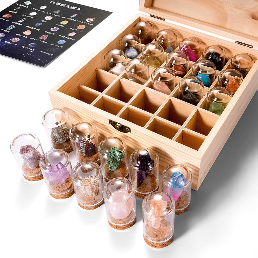 Amazon | 25個鉱石標本 鉱物標本 岩石標本 天然石 コレクションセット