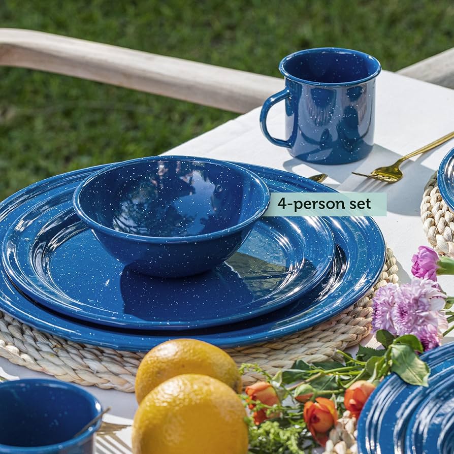 Amazon.co.jp: Cinsa 16ピース エナメルウェア食器セット 4人用 (斑点