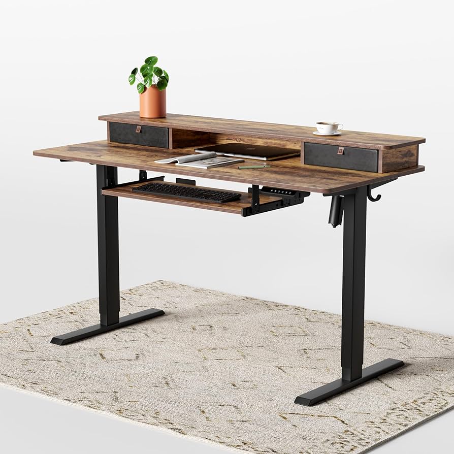 Amazon | FEZIBO 昇降式デスク 幅140*奥行き60cm モニター台付き