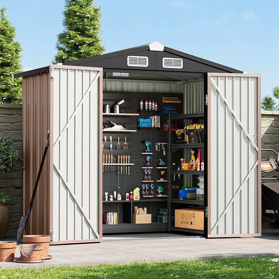 Amazon.com : Breezestival 6x4FT Outdoor Storage Shed, Metal Garden