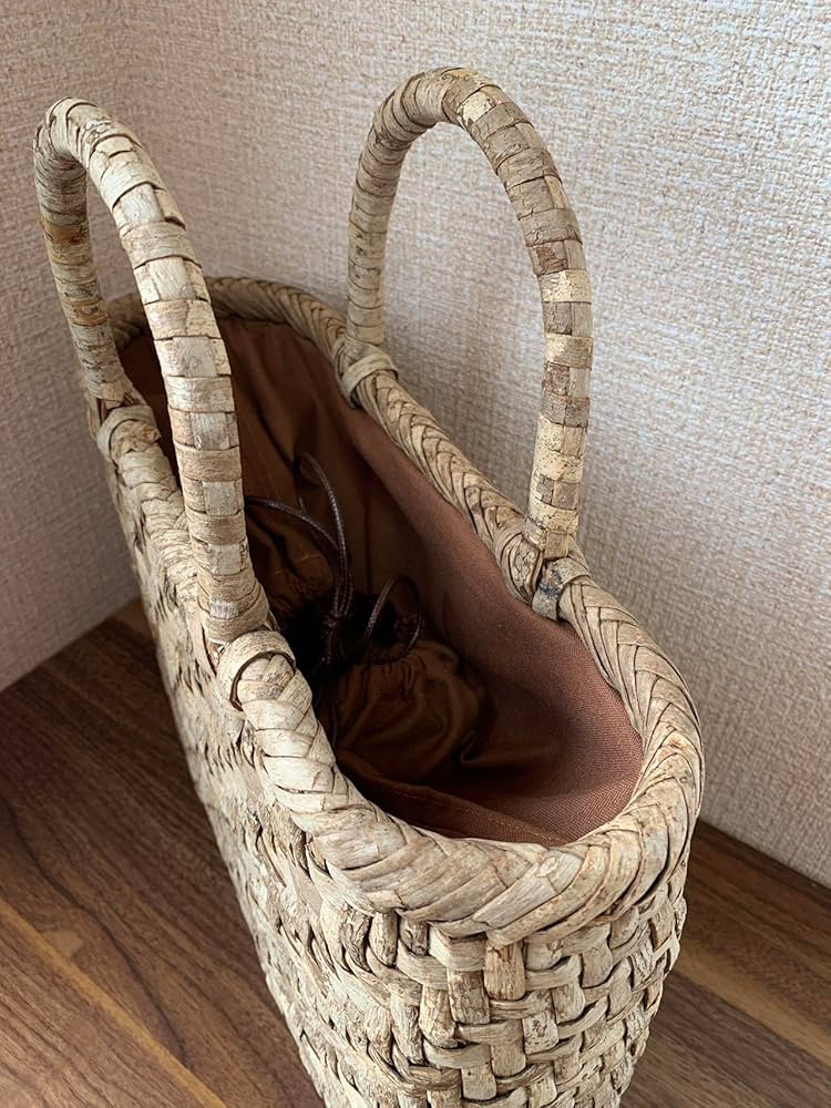 Amazon.co.jp: 胡桃皮かごバッグ 胡桃表皮 くるみ籠バッグ 網代編み