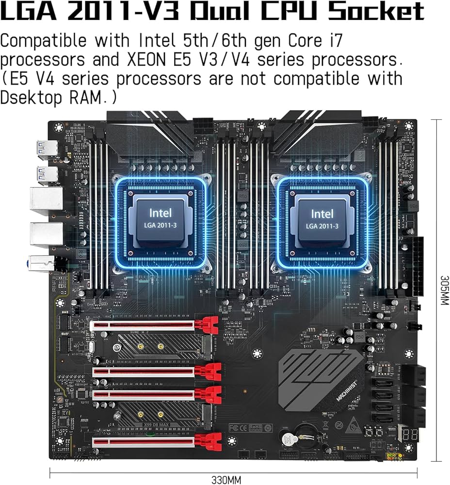 Amazon | MACHINIST X99 デュアルCPUマザーボード、Intel(第5/第6世代