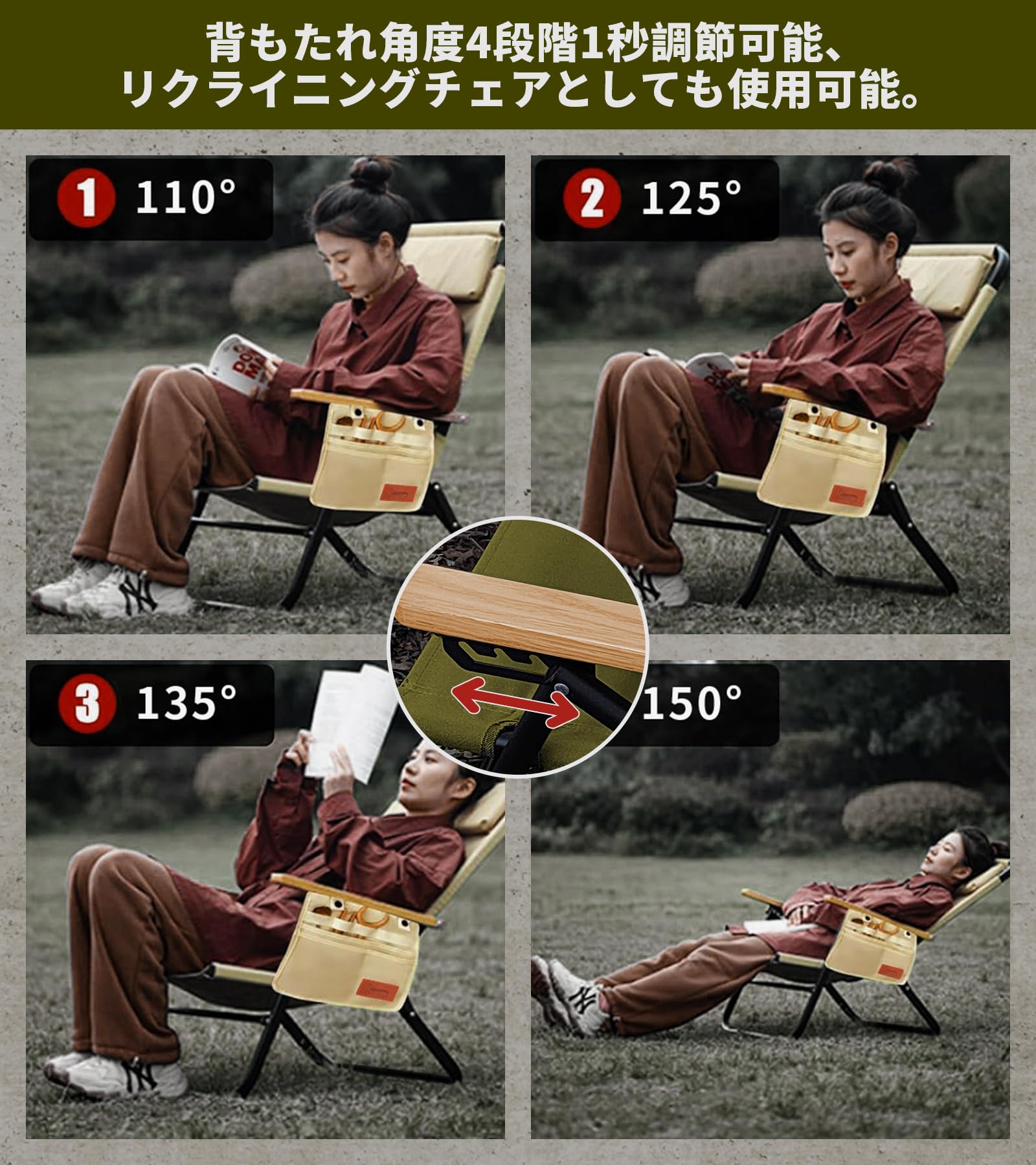 Amazon.co.jp: DesertFoxキャンプチェア リクライニングローチェア