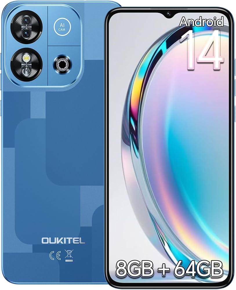 Amazon | OUKITEL C57S Android 14 スマートフォン 本体 SIMフリー 8GB