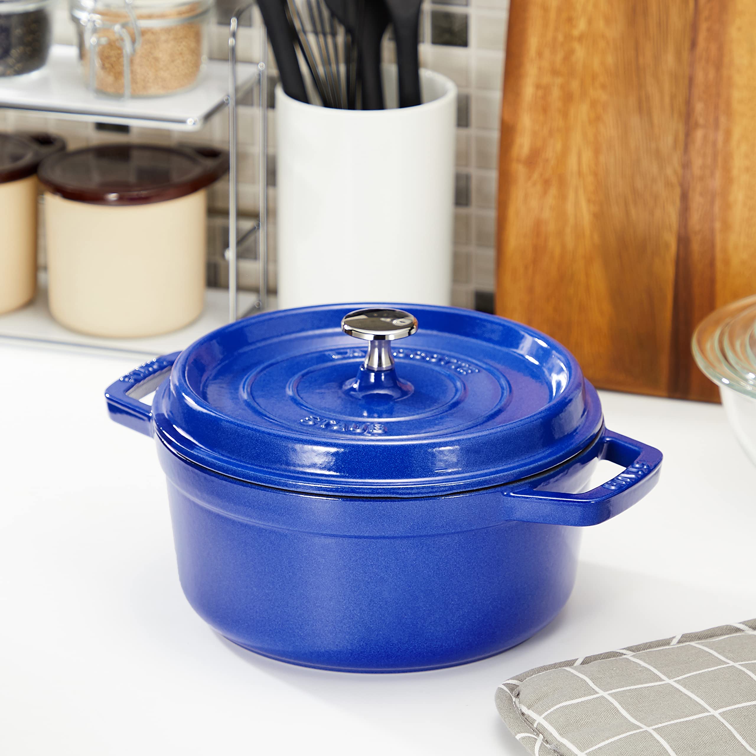 STAUB】ストウブ 22cm ルミナスブルー【底面気泡有り】 STAUB