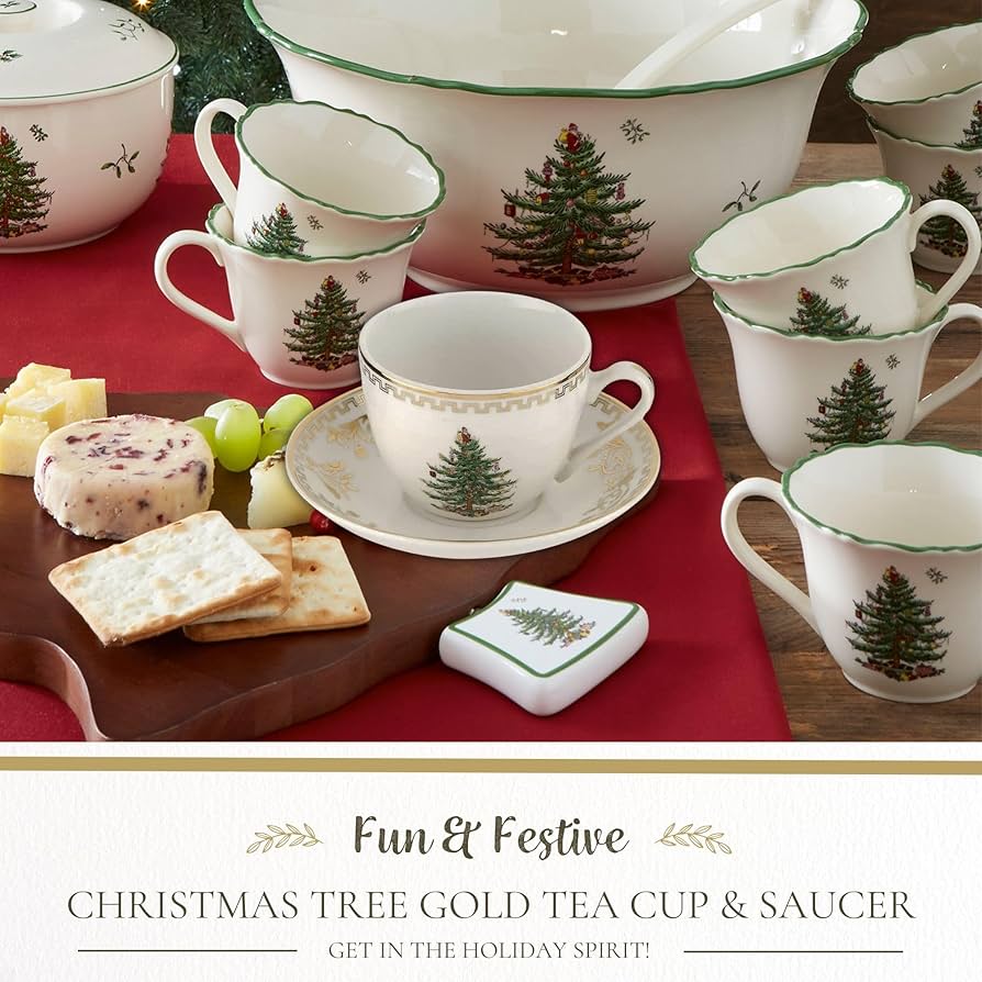 Amazon | SpodeクリスマスツリーゴールドCup & Saucer | Spode