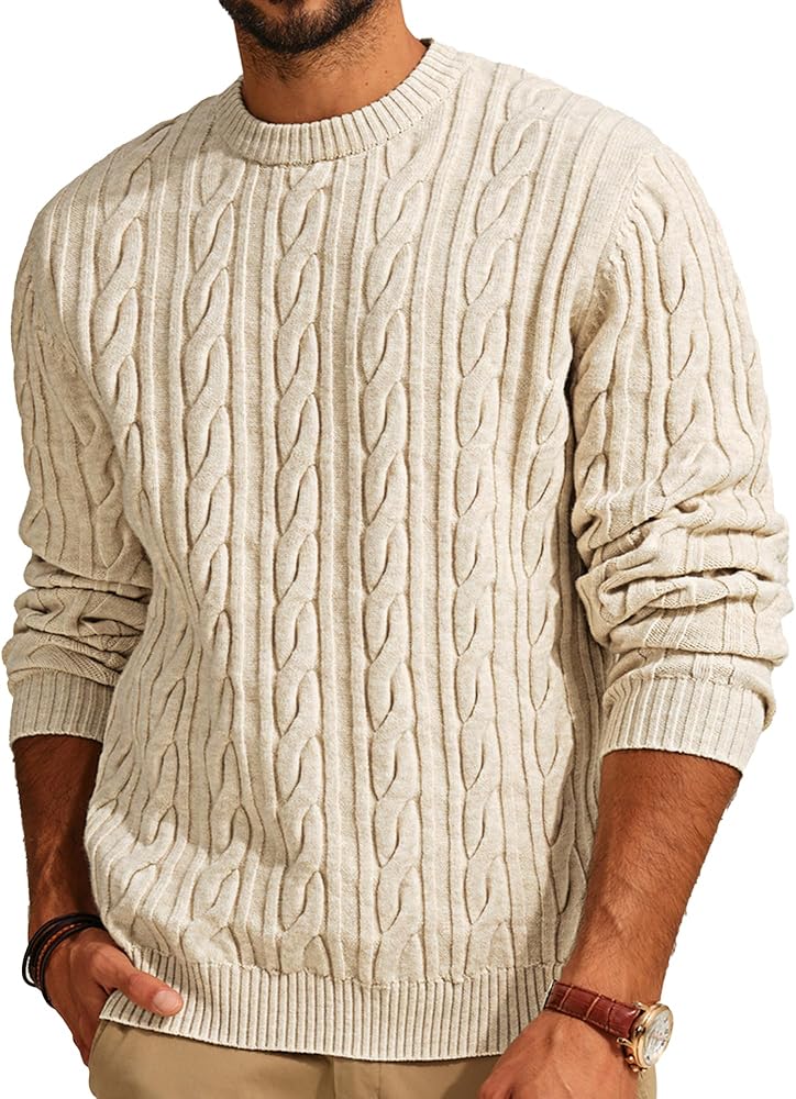 PJ PAUL JONES Mens Crewneck Sweater Casual Long Sleeve Textured