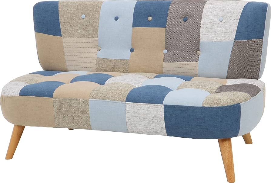 Amazon｜不二貿易 ソファ 2人掛け 幅123×奥行67×高さ68cm パッチワーク