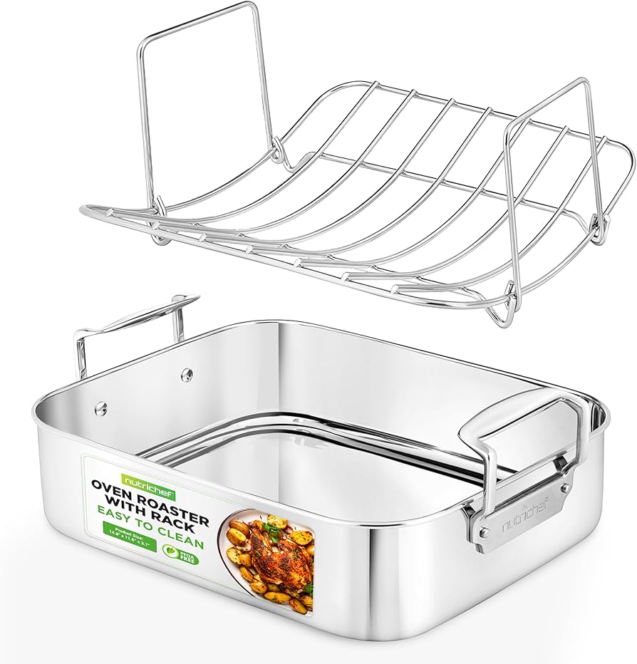 Amazon.com: NutriChef 14-Inch Stainless Steel Kitchen Roasting Pan