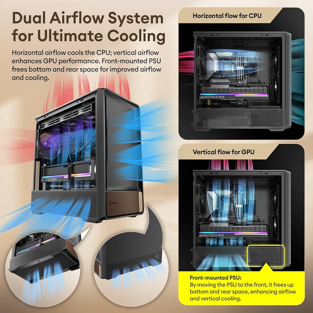 Amazon | Okinos PCケース Air Cross ブラック 左サイドパネルに強化