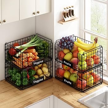 Amazon.com: JKsmart 4 Pack XXL Stackable Wire Baskets with Handles