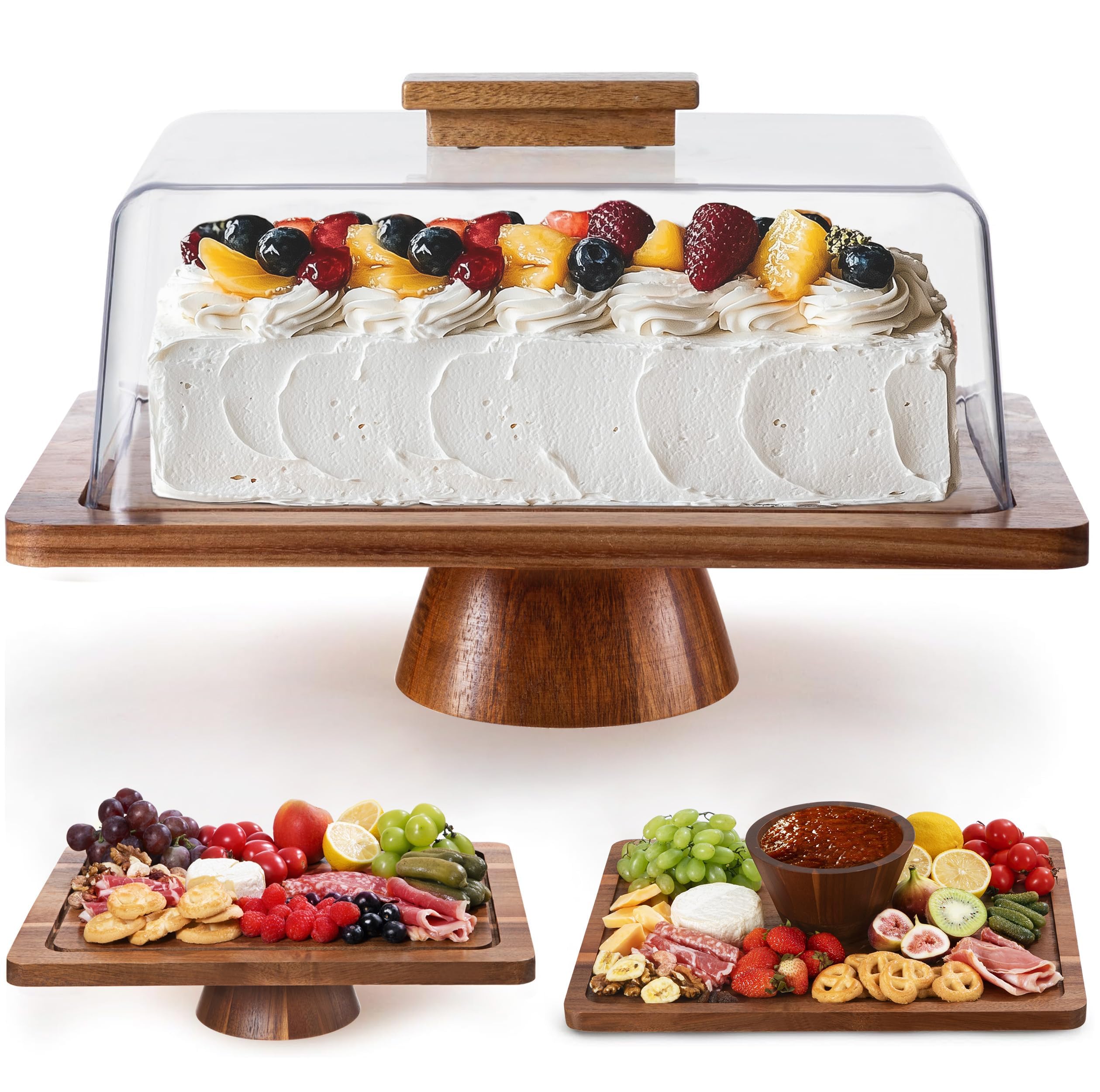 Amazon.com: Farmyards Rectangular Acacia Wood Cake Display Stand