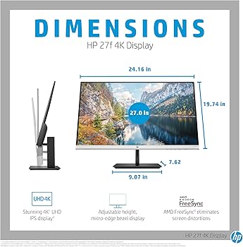 Amazon.com: HP 27-inch Monitor with Height Adjust (27f 4K, Natural