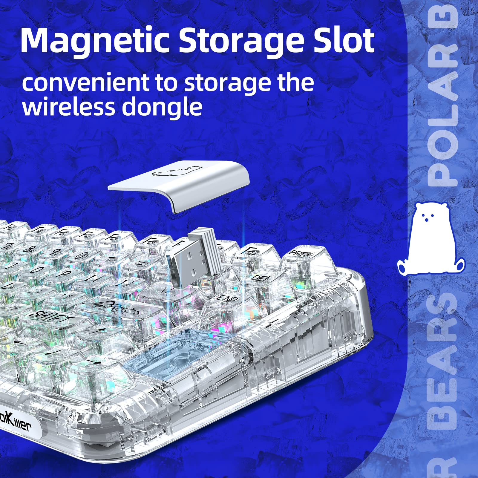 Amazon | YUNZII CK75 無線 ホットスワップメカニカルキーボード 透明