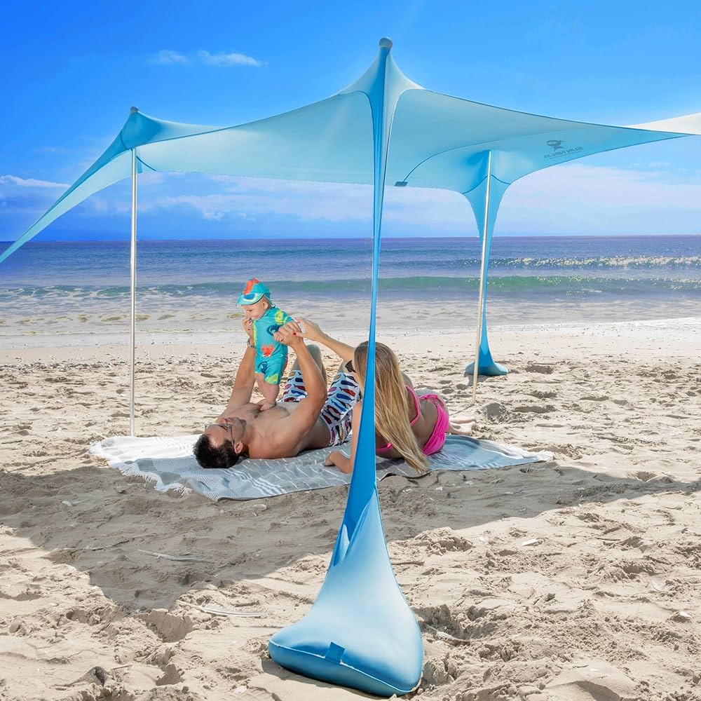 Amazon.com: SUN NINJA Beach Tent Sun Shelter UPF50+ - Easy Pop Up