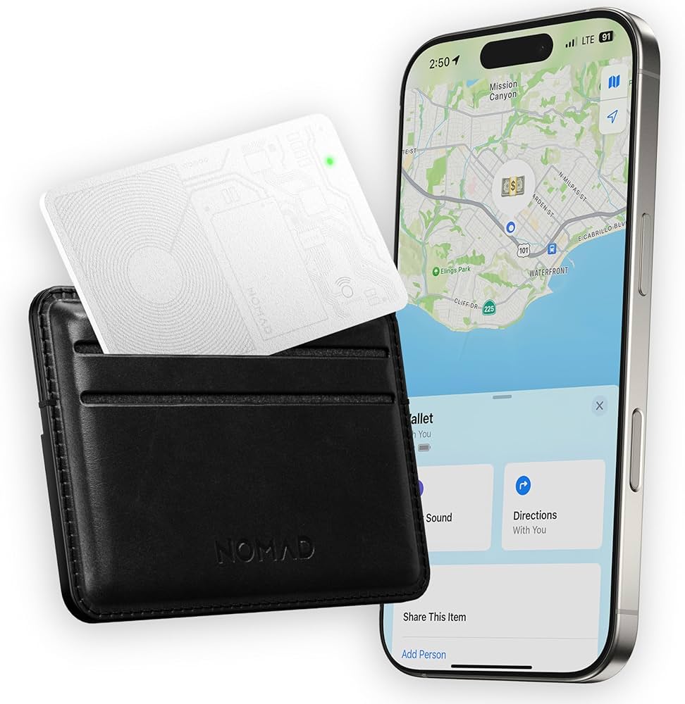 Nomad Tracking Card White, Slim Tracker With Ipx7 Waterproof And