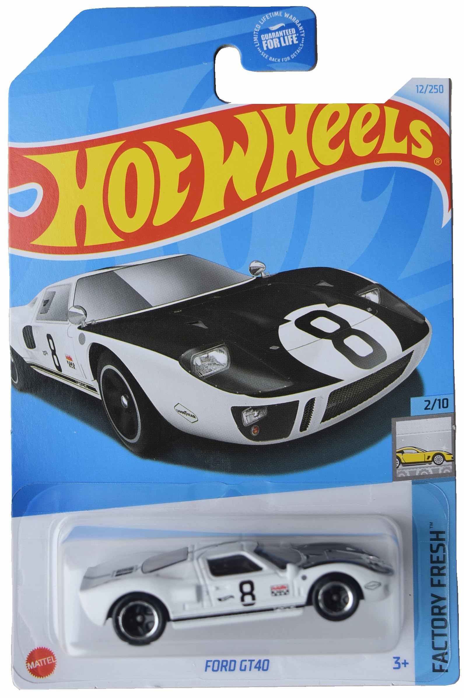 Hot Wheels Ford GT40, Factory Fresh 2/10 [White/Black] 12/250