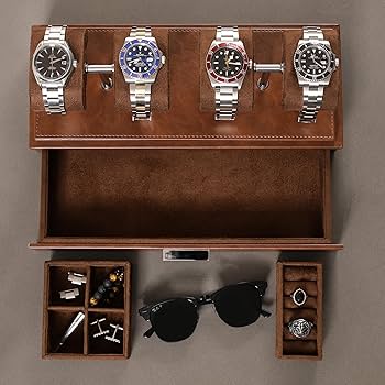 Amazon.co.jp: ROTHWELL 高級腕時計ディスプレイケース 4つの腕時計用