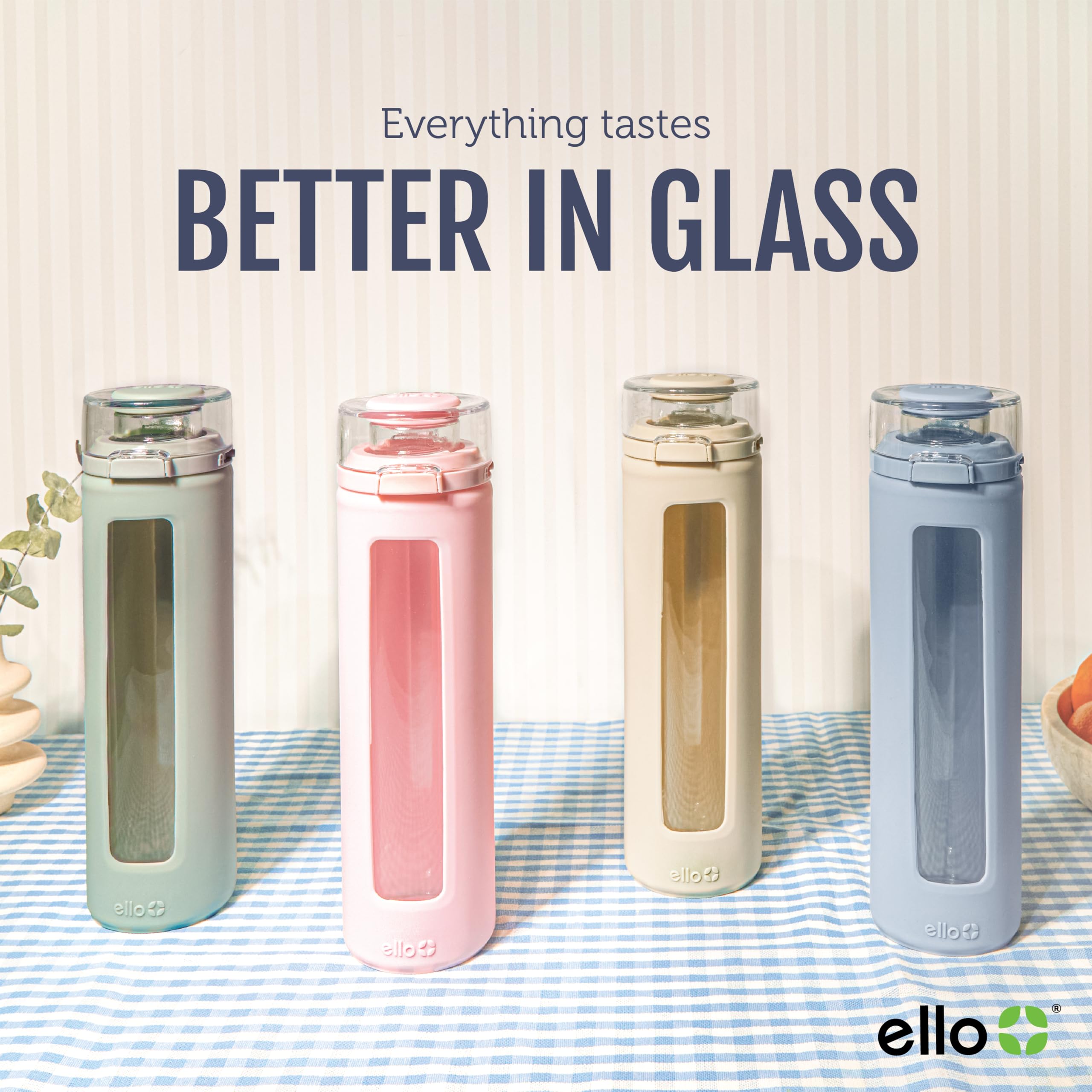 Ello Syndicate 20oz Reusable Glass Water Bottle with One-Touch